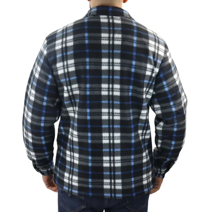 Men's Jumper Thermal Fleece Fur Lined Lumberjack Zipped Check Winter Shirt - Image 6