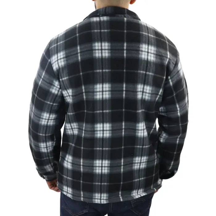 Men's Jumper Thermal Fleece Fur Lined Lumberjack Zipped Check Winter Shirt - Image 19