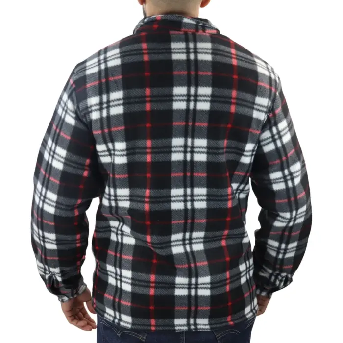 Men's Jumper Thermal Fleece Fur Lined Lumberjack Zipped Check Winter Shirt - Image 33