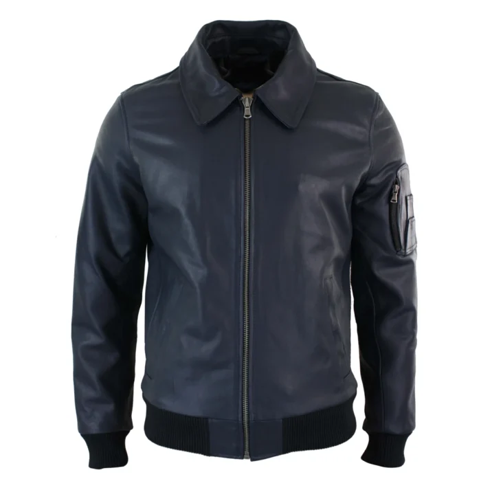 Mens Genuine Real Leather Harrington Bomber MA1 Classic Pilot MOD Jacket - Image 10