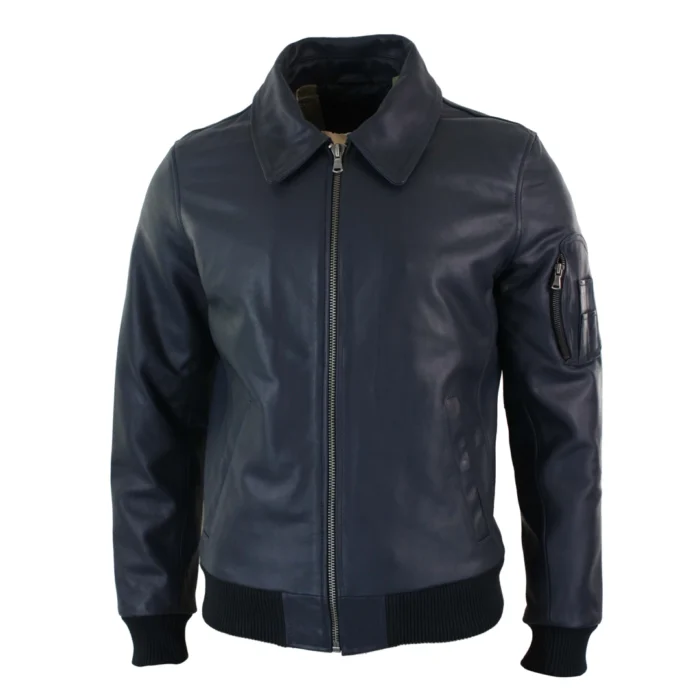 Mens Genuine Real Leather Harrington Bomber MA1 Classic Pilot MOD Jacket - Image 11