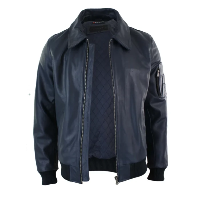 Mens Genuine Real Leather Harrington Bomber MA1 Classic Pilot MOD Jacket - Image 13