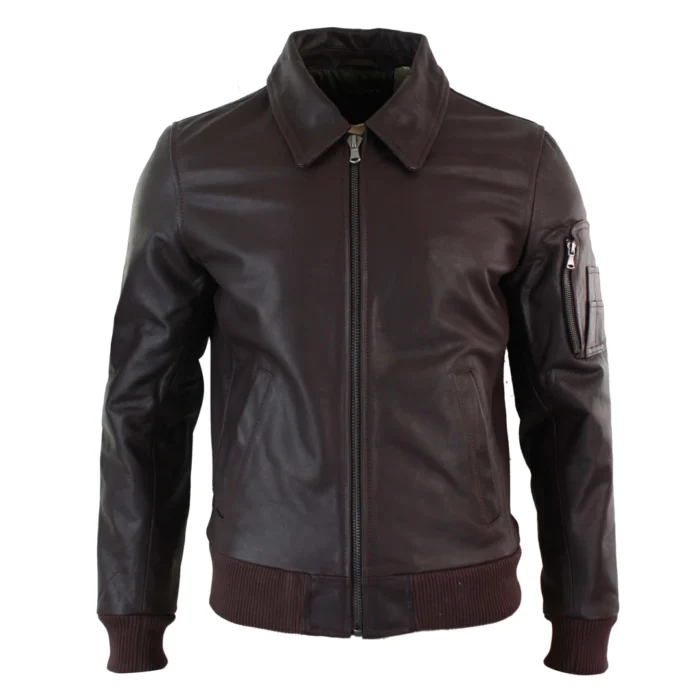 Mens Genuine Real Leather Harrington Bomber MA1 Classic Pilot MOD Jacket - Image 15