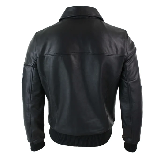 Mens Genuine Real Leather Harrington Bomber MA1 Classic Pilot MOD Jacket - Image 4