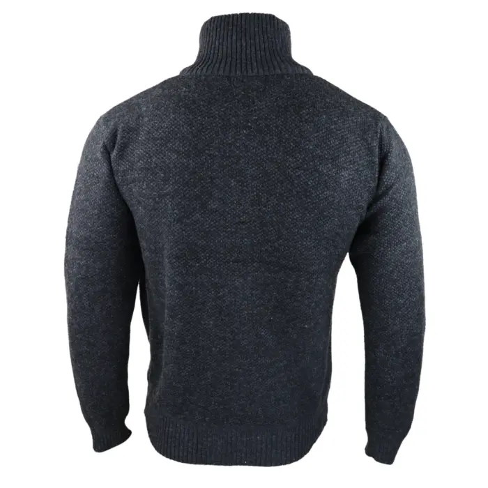 Mens Jumper Fleece Fur Lined Pullover Knitted Warm Winter Casual Half Zip - Image 6