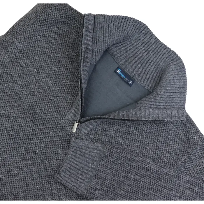 Mens Jumper Fleece Fur Lined Pullover Knitted Warm Winter Casual Half Zip - Image 11