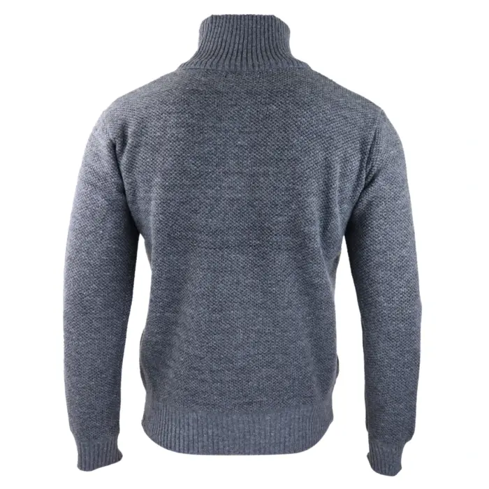 Mens Jumper Fleece Fur Lined Pullover Knitted Warm Winter Casual Half Zip - Image 12