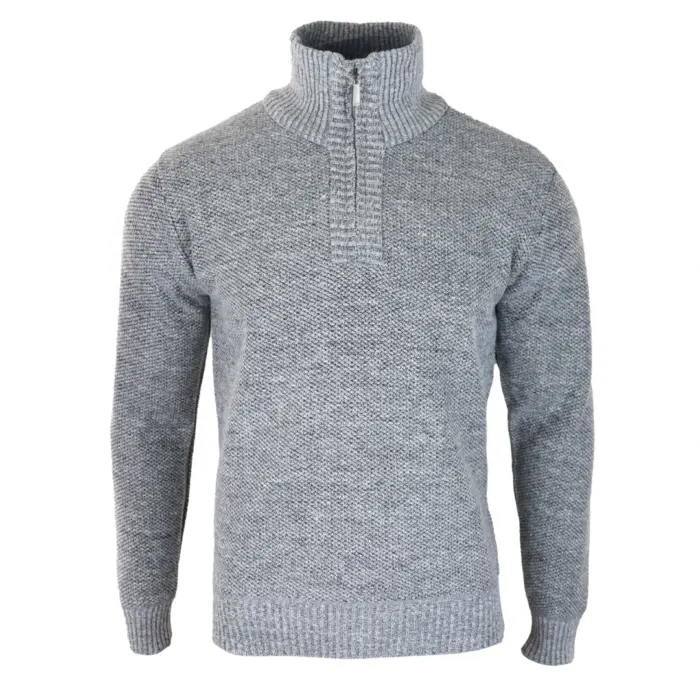 Mens Jumper Fleece Fur Lined Pullover Knitted Warm Winter Casual Half Zip - Image 13