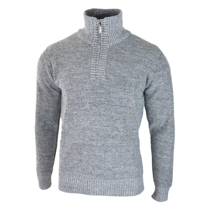 Mens Jumper Fleece Fur Lined Pullover Knitted Warm Winter Casual Half Zip - Image 15