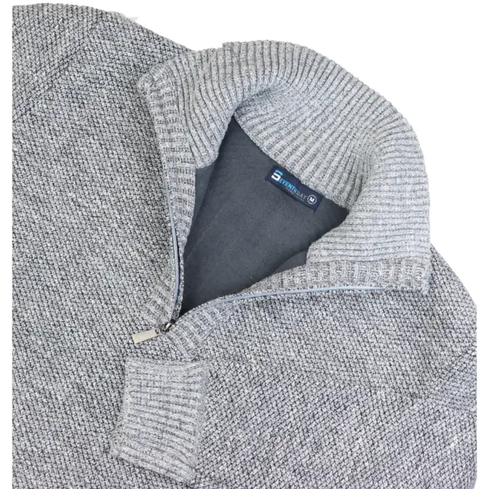 Mens Jumper Fleece Fur Lined Pullover Knitted Warm Winter Casual Half Zip - Image 17