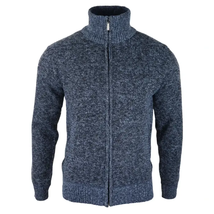 Mens Jumper Jacket Fleece Fur Lined Cardigan Knitted Warm Winter Casual Zipped - Image 1