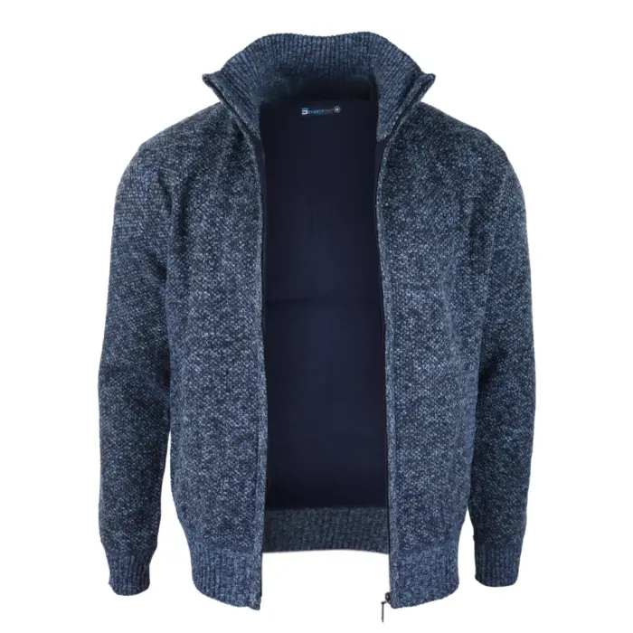 Mens Jumper Jacket Fleece Fur Lined Cardigan Knitted Warm Winter Casual Zipped - Image 4