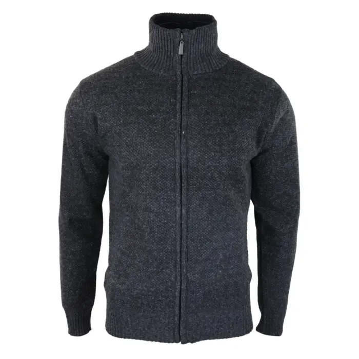 Mens Jumper Jacket Fleece Fur Lined Cardigan Knitted Warm Winter Casual Zipped - Image 6