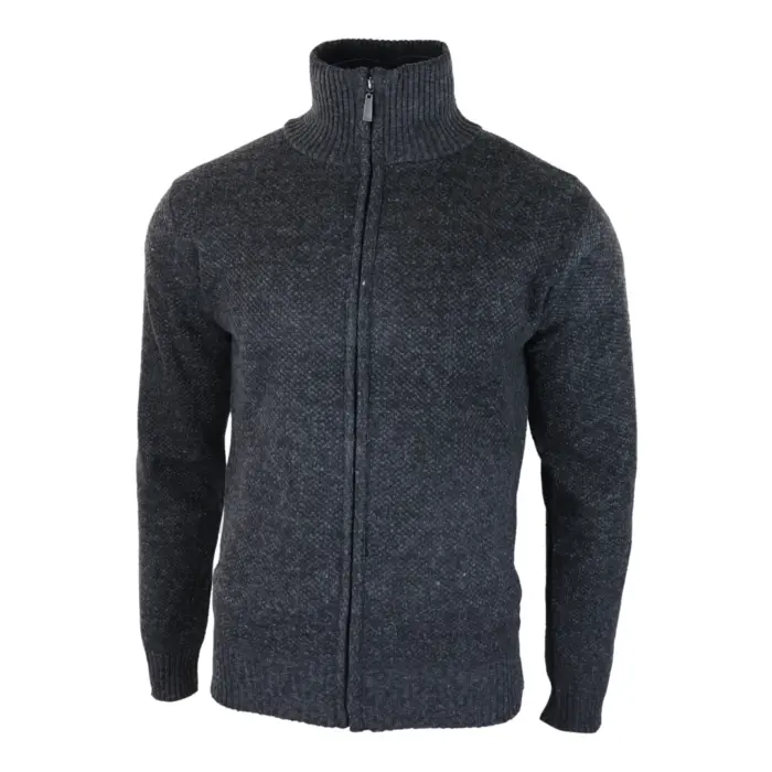 Mens Jumper Jacket Fleece Fur Lined Cardigan Knitted Warm Winter Casual Zipped - Image 8