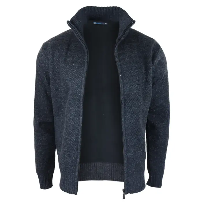 Mens Jumper Jacket Fleece Fur Lined Cardigan Knitted Warm Winter Casual Zipped - Image 9