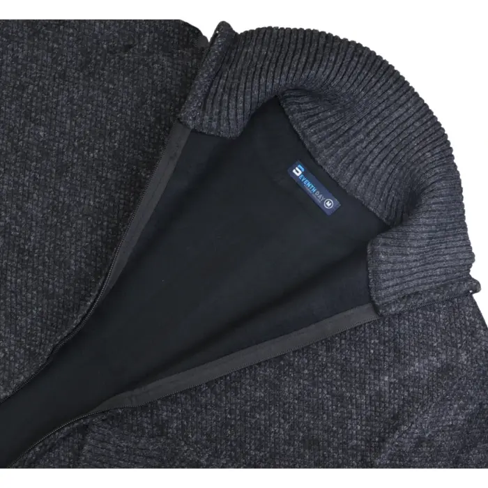 Mens Jumper Jacket Fleece Fur Lined Cardigan Knitted Warm Winter Casual Zipped - Image 10