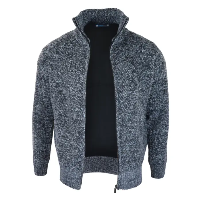 Mens Jumper Jacket Fleece Fur Lined Cardigan Knitted Warm Winter Casual Zipped - Image 15