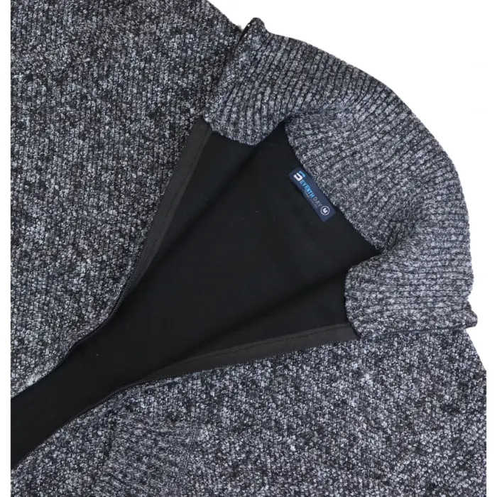Mens Jumper Jacket Fleece Fur Lined Cardigan Knitted Warm Winter Casual Zipped - Image 16