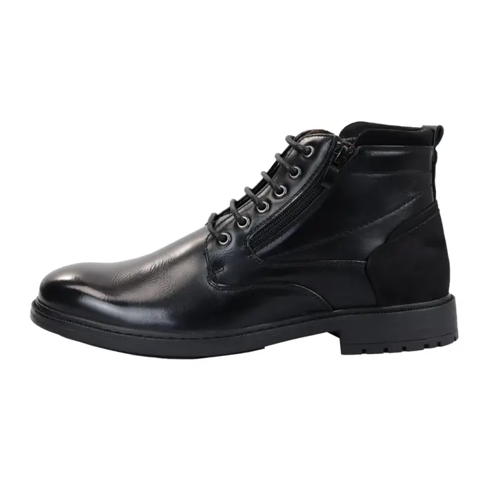Men's Lace Up Ankle Boots Combat Biker Shoes Black Brown - Image 1