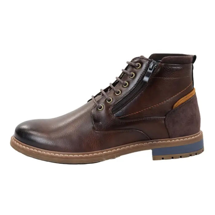 Men's Lace Up Ankle Boots Combat Biker Shoes Black Brown - Image 7