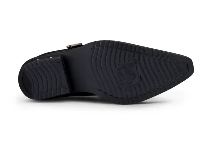 Mens Genuine Leather Western Shoes Croc Metal Belt Cuban Heel Dancing Riding Wincklepickers - Image 5