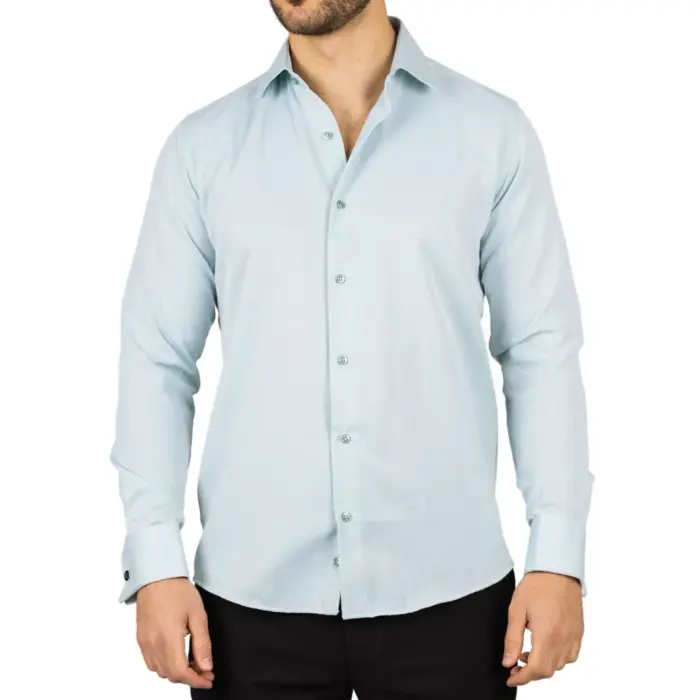 Men's Olive Green Long Sleeve Regular Fit Double Cuff Twill Oxford Shirt - Image 1