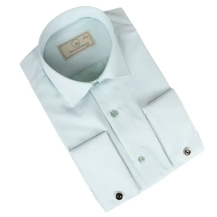 Men's Olive Green Long Sleeve Regular Fit Double Cuff Twill Oxford Shirt - Image 7