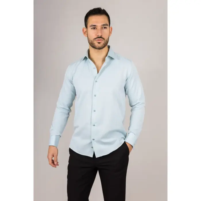 Men's Olive Green Long Sleeve Regular Fit Double Cuff Twill Oxford Shirt - Image 5
