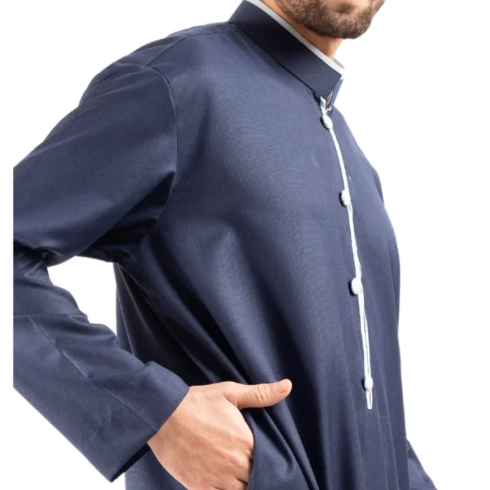 Men's Thobe Jubba Islamic Clothing Muslim Kaftan Emirati Omani Stand Collar - Image 25