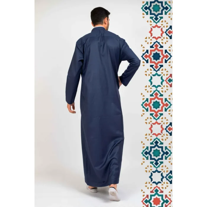 Men's Thobe Jubba Islamic Clothing Muslim Kaftan Emirati Omani Stand Collar - Image 24