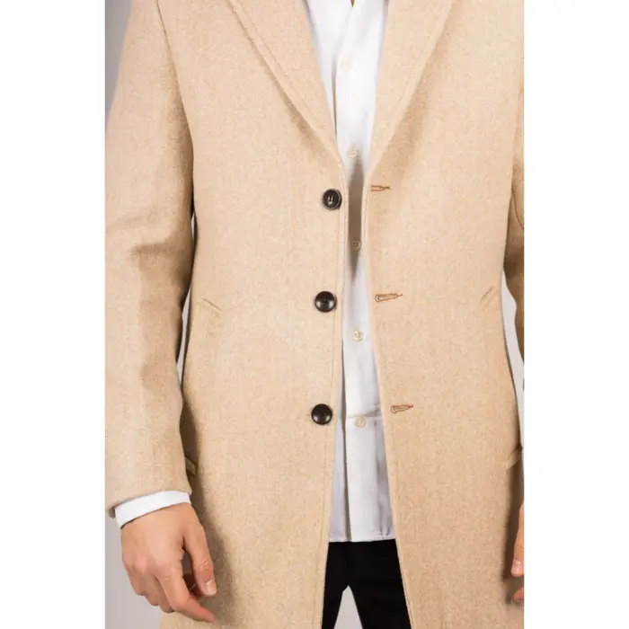 Men's Overcoat Notched Lapel Collar Wool Blend Classic Trench Coat Winter Jacket - Image 6