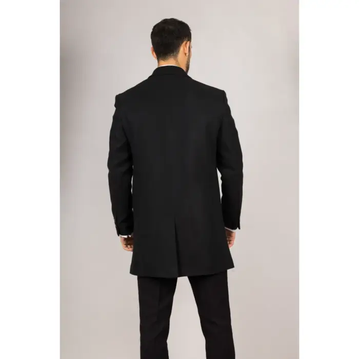 Men's Overcoat Notched Lapel Collar Wool Blend Classic Trench Coat Winter Jacket - Image 9