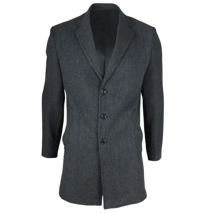 Men's Overcoat Notched Lapel Collar Wool Blend Classic Trench Coat Winter Jacket - Image 20