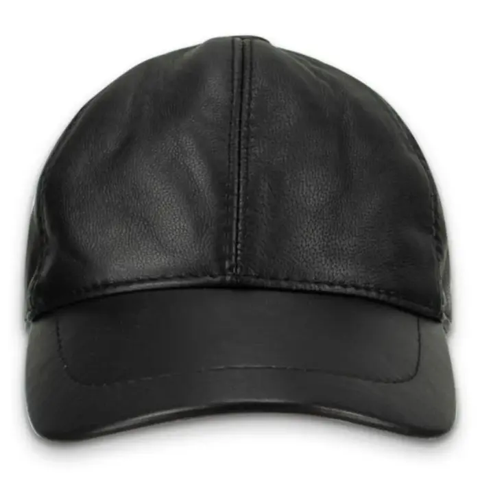 Mens Womens Unisex Real Leather Black Napa Soft Baseball Cap Hat Free Size - Image 3