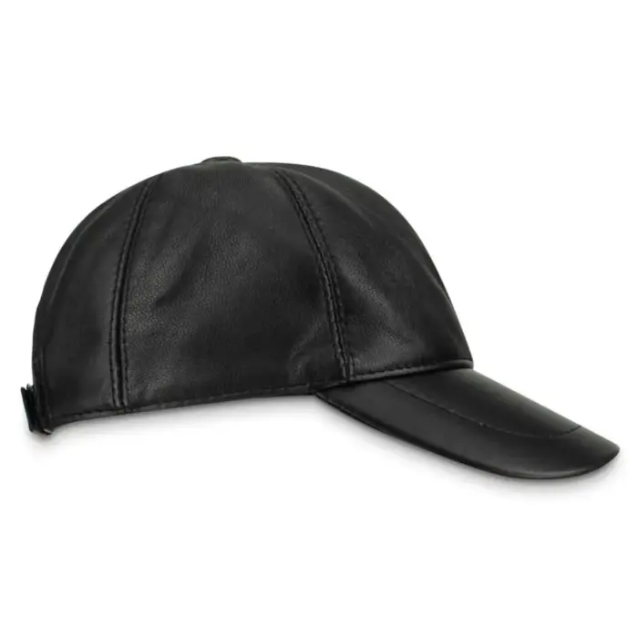 Mens Womens Unisex Real Leather Black Napa Soft Baseball Cap Hat Free Size - Image 2