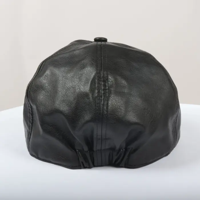 Men's Flat Cap PU Leather Blinders Newsboy Gatsby Duckbill Hat - Image 4