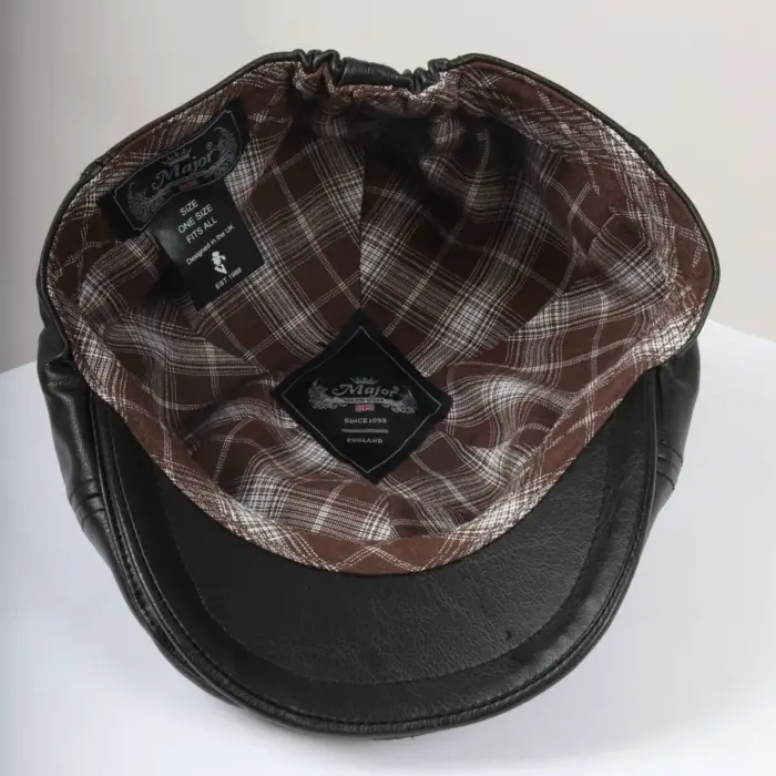 Men's Flat Cap PU Leather Blinders Newsboy Gatsby Duckbill Hat - Image 3