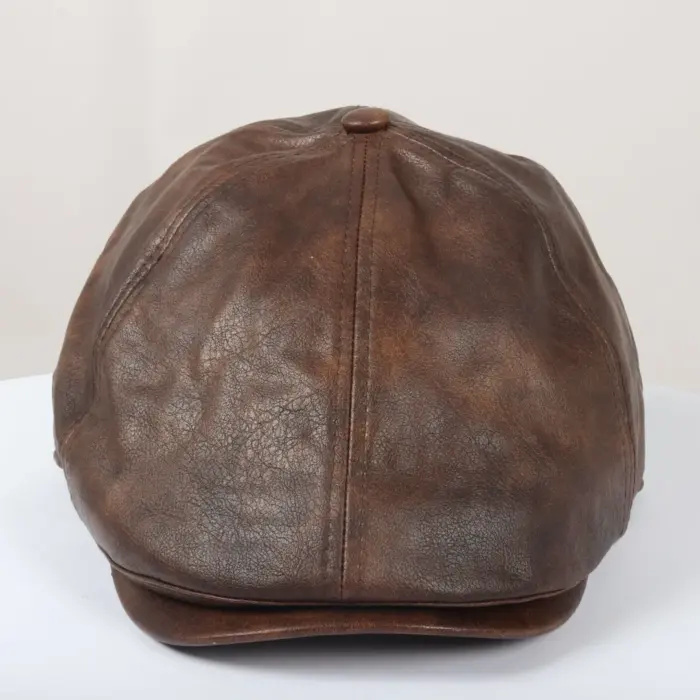 Men's Flat Cap PU Leather Blinders Newsboy Gatsby Duckbill Hat - Image 10