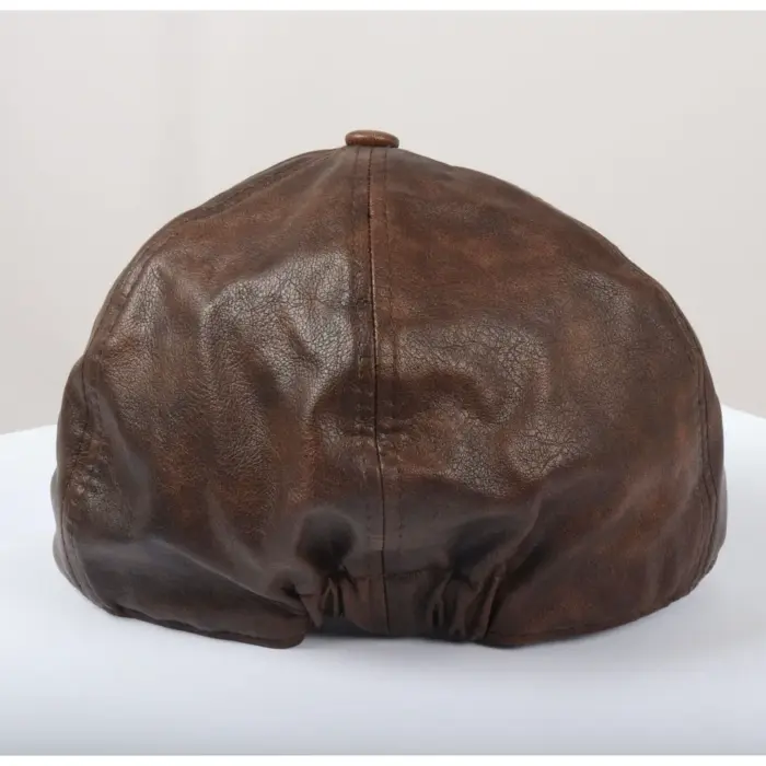 Men's Flat Cap PU Leather Blinders Newsboy Gatsby Duckbill Hat - Image 8