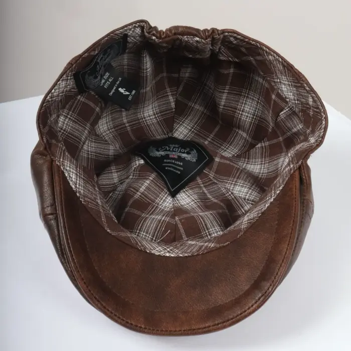 Men's Flat Cap PU Leather Blinders Newsboy Gatsby Duckbill Hat - Image 7