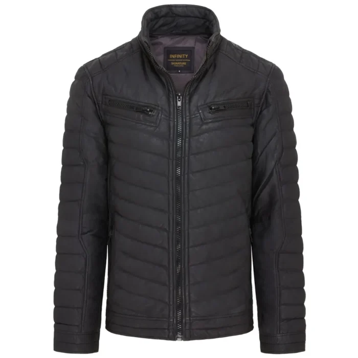Men's Quilted Puffer Soft Napa Leather Jacket - Image 2