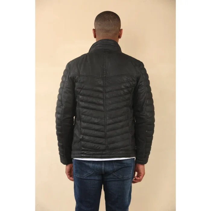 Men's Quilted Puffer Soft Napa Leather Jacket - Image 3