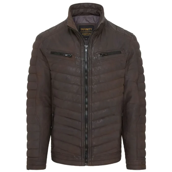Men's Quilted Puffer Soft Napa Leather Jacket - Image 14