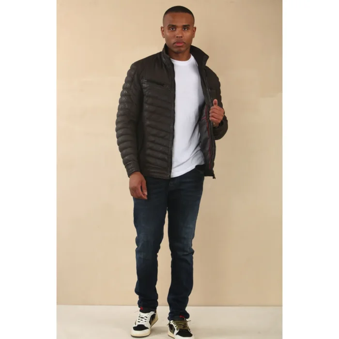 Men's Quilted Puffer Soft Napa Leather Jacket - Image 13