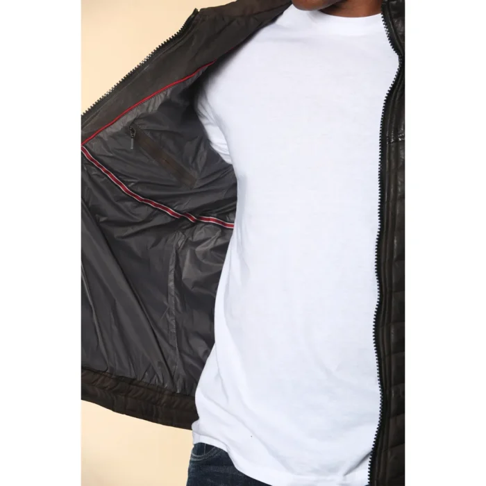Men's Quilted Puffer Soft Napa Leather Jacket - Image 12