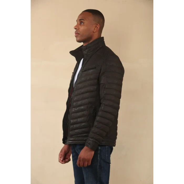 Men's Quilted Puffer Soft Napa Leather Jacket - Image 10