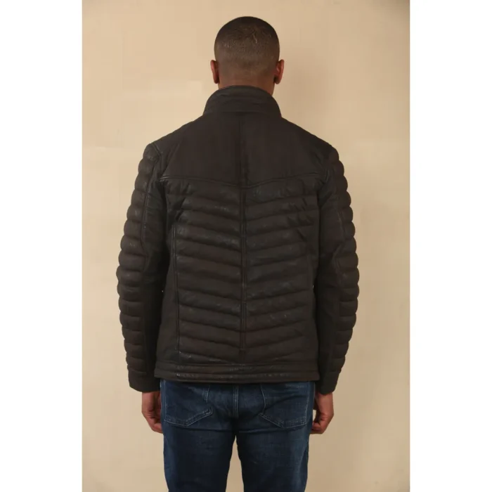 Men's Quilted Puffer Soft Napa Leather Jacket - Image 9