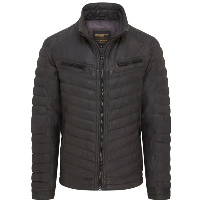 Men's Quilted Puffer Soft Napa Leather Jacket - Image 21
