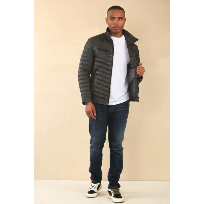Men's Quilted Puffer Soft Napa Leather Jacket - Image 20