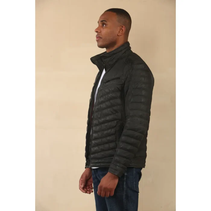 Men's Quilted Puffer Soft Napa Leather Jacket - Image 17